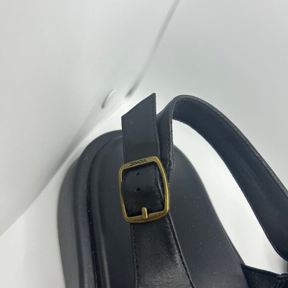 Vionic MADERA Black Leather Open Toe Slingback Ankle Strap Shoes 11 - Picture 4 of 11